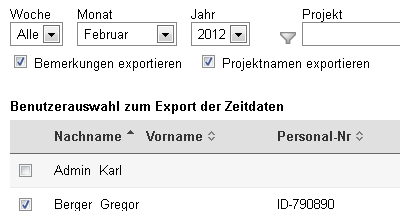 Export der Zeiterfassungsdaten