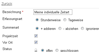 Zeiterfassung-Zeittypen