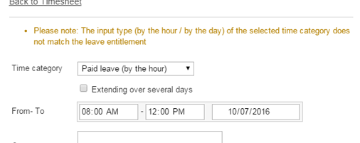 Warn wrong input type for leave