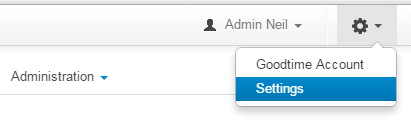 Time and Attendance Settings Cogwheel